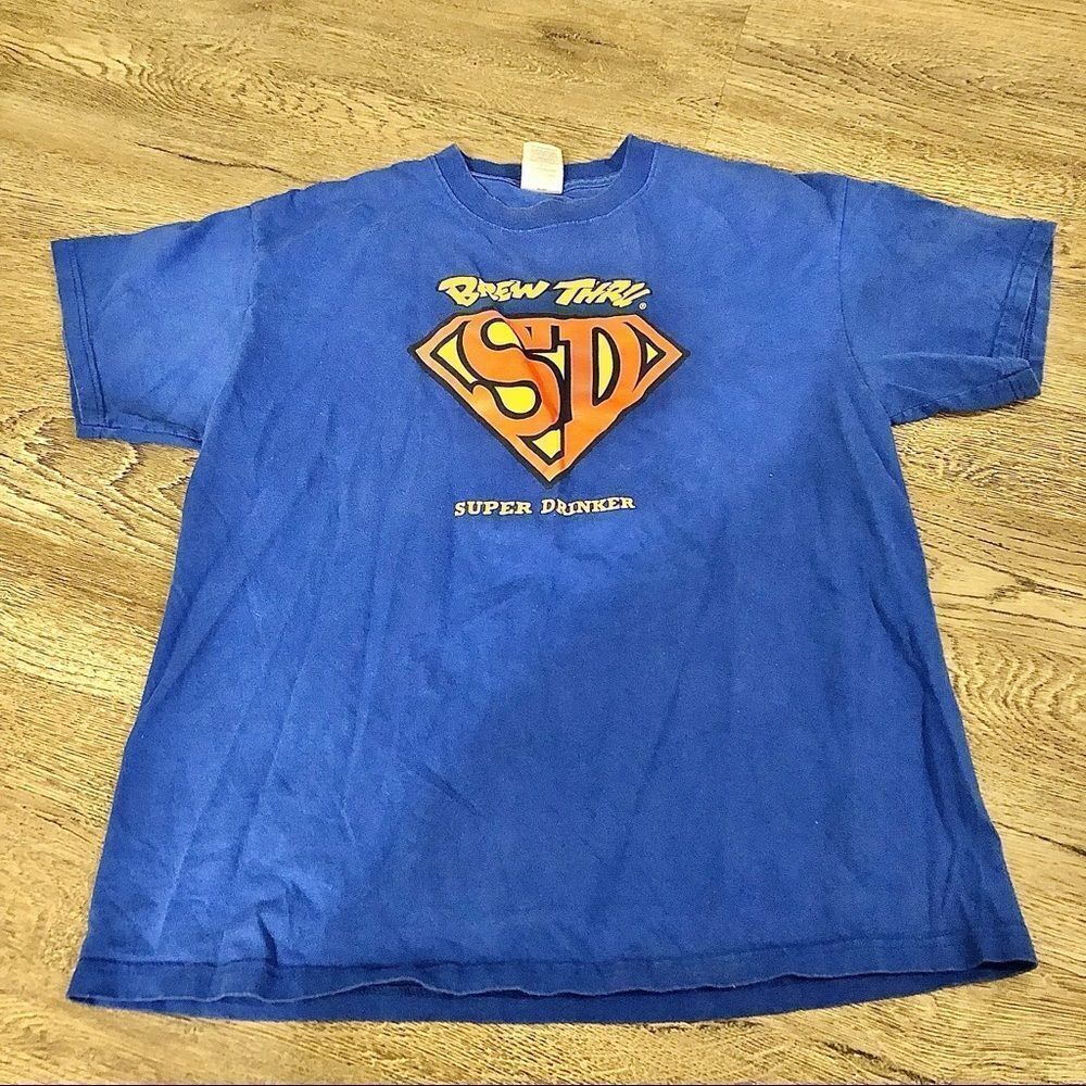 Vtg 90s Brew Thru Super Drinker Bar Outer Banks T-shirt Men’s Large Made In Usa